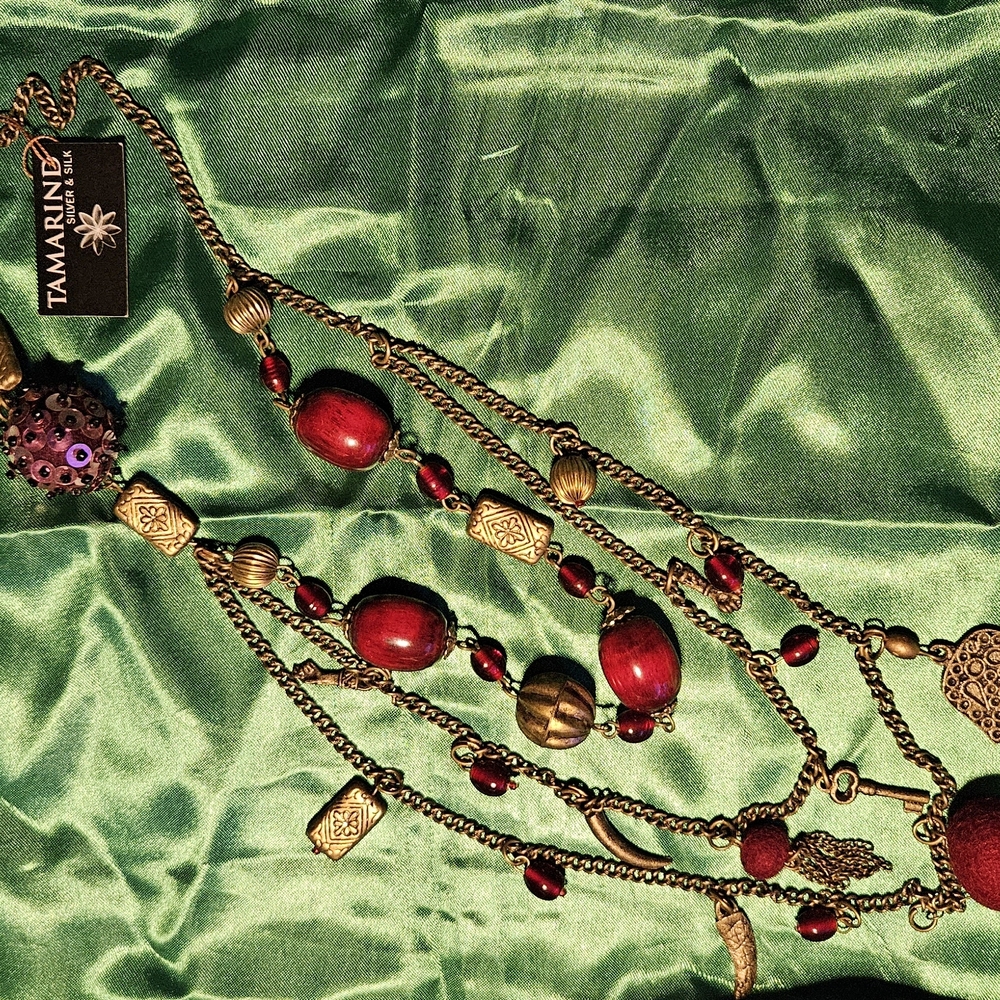 Red and Gold Multi-Layer Necklace